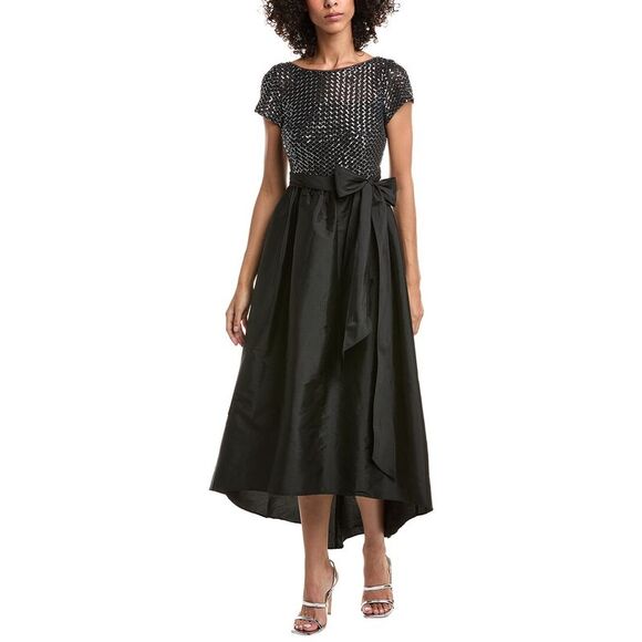 Adrianna Papell Womens  High-Low Midi Dress, Black - Picture 1 of 3